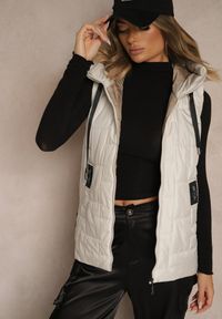 Renee - Jasnoszara Pikowana Kamizelka z Kapturem w Klasycznym Stylu Tulorina. Okazja: na co dzień. Typ kołnierza: kaptur. Kolor: szary. Materiał: jeans. Styl: klasyczny #4