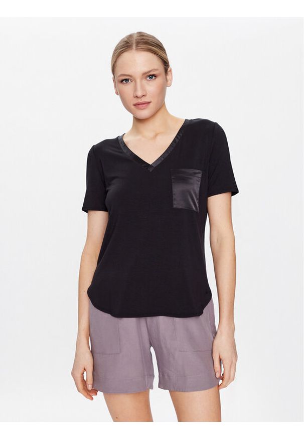 Triumph Koszulka piżamowa Climate Aloe 10214846 Czarny Regular Fit. Kolor: czarny. Materiał: wiskoza