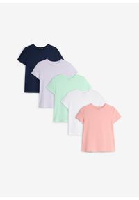 bonprix - T-shirt z czystej bawełny organicznej, (5 szt.). Kolor: niebieski. Materiał: bawełna. Styl: klasyczny #1