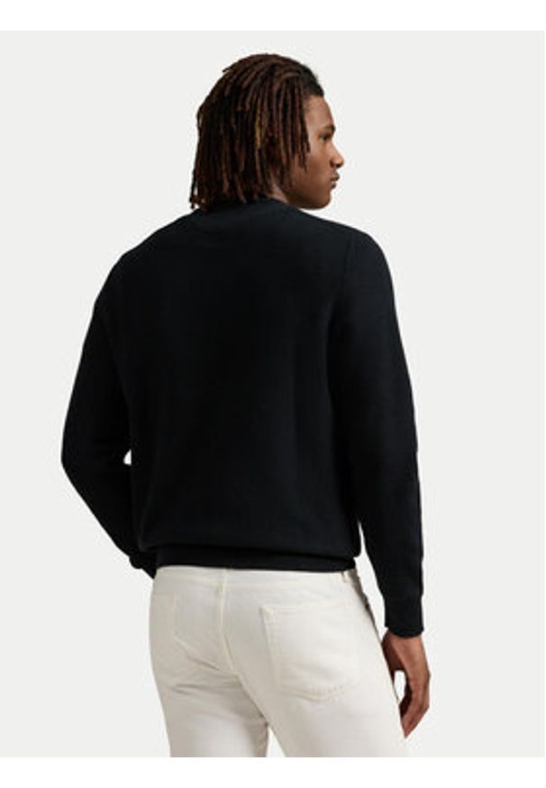 Polo Ralph Lauren Sweter 710918163508 Czarny Regular Fit. Typ kołnierza: polo. Kolor: czarny. Materiał: bawełna