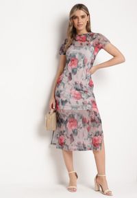 Born2be - Różowa Prześwitująca Sukienka z Krótkim Rękawem i Nadrukiem Baham. Okazja: na co dzień. Kolor: różowy. Materiał: wiskoza. Długość rękawa: krótki rękaw. Wzór: nadruk. Typ sukienki: proste. Styl: casual, elegancki #6