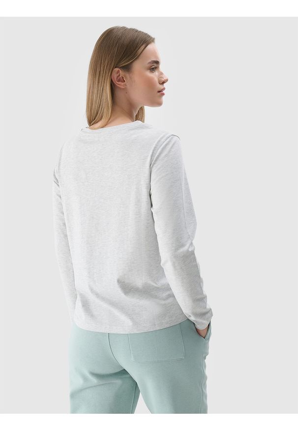 4f - 4F Longsleeve oversize gładki damski - szary L. Okazja: na co dzień. Kolor: szary. Materiał: dzianina, bawełna, wiskoza, jersey, materiał. Długość rękawa: długi rękaw. Długość: długie. Wzór: gładki. Styl: klasyczny, sportowy, casual