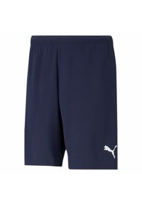 Puma Teamrise Krótkie Niebieskie Krótkie Spodnie Dorosłych. Kolor: biały, wielokolorowy, niebieski. Materiał: poliester. Długość: krótkie