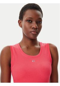 Tommy Jeans Top Essential DW0DW20673 Różowy Slim Fit. Kolor: różowy. Materiał: bawełna #3