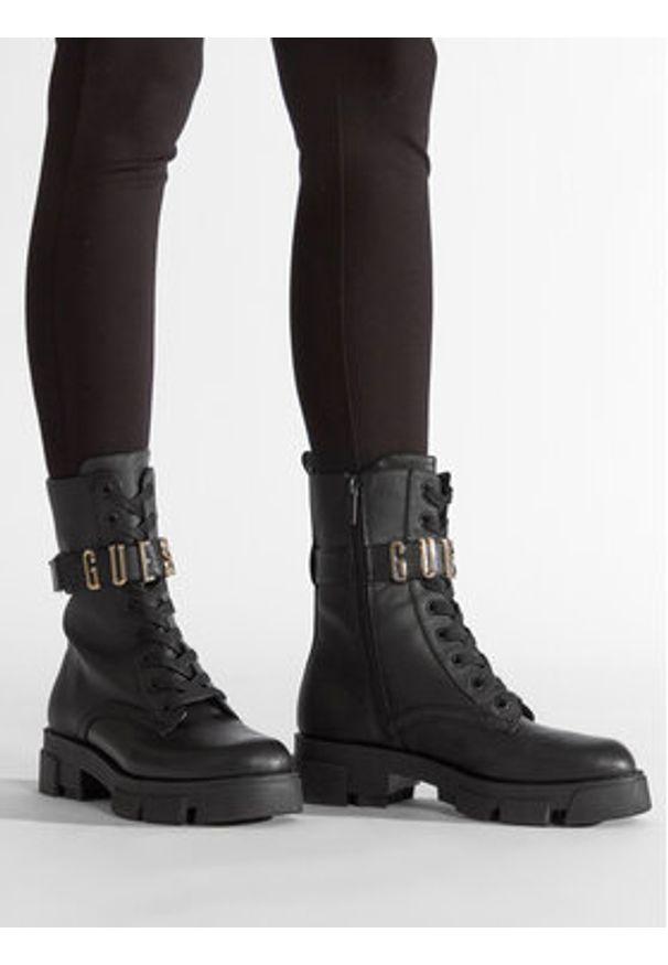 Guess Trzewiki Madox FL8MDX ELE10 Czarny. Kolor: czarny. Materiał: skóra