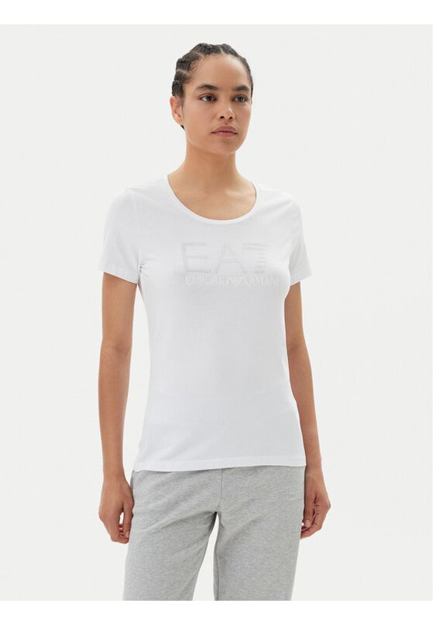 EA7 Emporio Armani T-Shirt 7W000094 AF10373 U0002 Biały Slim Fit. Kolor: biały. Materiał: bawełna
