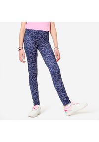 Decathlon - Legginsy dziecięce Domyos S500. Okazja: na uczelnię. Kolor: niebieski. Materiał: elastan, materiał. Styl: sportowy