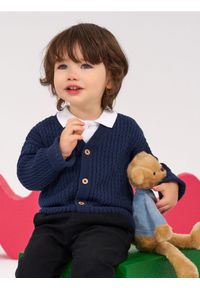 Sinsay - Sweter w serek zapinany na guziki - granatowy. Typ kołnierza: dekolt w serek. Kolor: niebieski