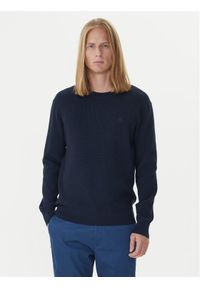 Calvin Klein Sweter LV04LB327G Granatowy Regular Fit. Kolor: niebieski. Materiał: bawełna