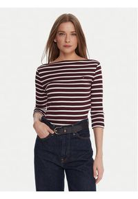 TOMMY HILFIGER - Tommy Hilfiger Bluzka WW0WW40589 Bordowy Regular Fit. Kolor: czerwony. Materiał: bawełna