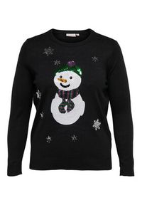 ONLY Carmakoma Sweter Jingle Bell Xmas 15273636 Czarny Regular Fit. Kolor: czarny. Materiał: syntetyk