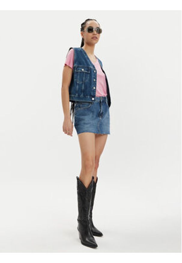 Lee Spódnica jeansowa 112349008 Niebieski Regular Fit. Kolor: niebieski. Materiał: bawełna