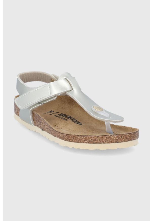 Birkenstock Sandały dziecięce kolor złoty. Zapięcie: rzepy. Kolor: złoty. Materiał: guma, materiał. Wzór: gładki