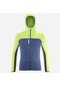 Bluza turystyczna męska Millet Fusion Grid Hoodie active fit POLARTEC Powergrid. Kolor: zielony, niebieski, wielokolorowy. Materiał: polar. Sport: turystyka piesza