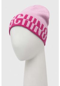 MOSCHINO - Moschino czapka z domieszką wełny kolor różowy. Kolor: różowy. Materiał: wełna #3
