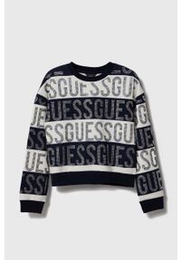 Guess bluza dziecięca kolor granatowy wzorzysta. Kolor: niebieski. Materiał: dzianina. Styl: klasyczny #1
