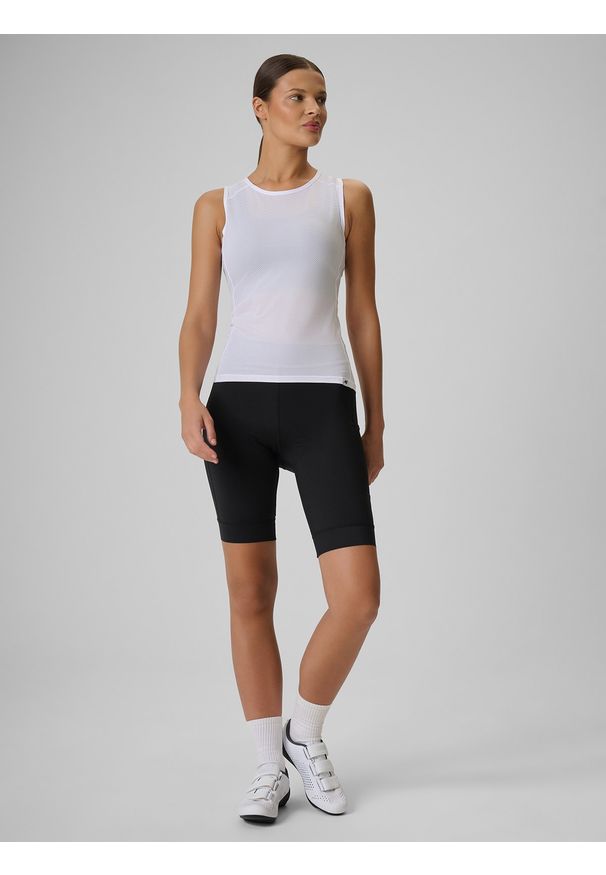 4f - 4F Potówka kolarska damska - biała S. Kolor: biały. Materiał: włókno, skóra. Długość: długie. Sport: kolarstwo