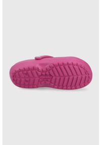 Crocs kapcie Classic Lined Clog 203591. Nosek buta: okrągły. Kolor: fioletowy. Materiał: materiał, guma #4