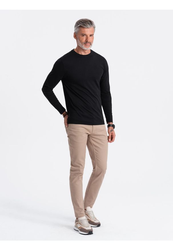 Ombre Clothing - Zestaw longsleeve męski z długim rękawem 2-pak - mix V2 Z43 - XXL. Kolor: czarny. Materiał: bawełna, materiał, skóra. Długość rękawa: długi rękaw. Długość: długie. Wzór: aplikacja, gładki, jednolity