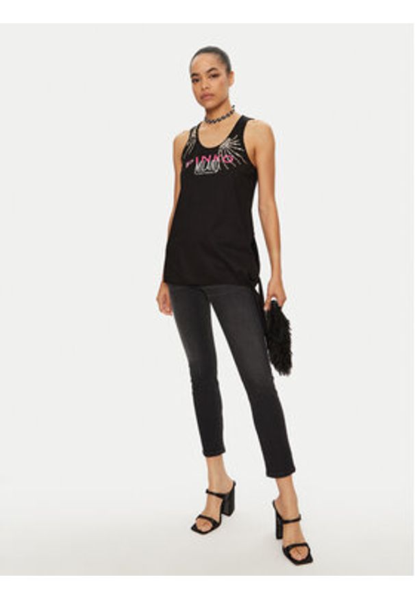 Pinko - PINKO Top Lesina 103131 A1LV Czarny Regular Fit. Kolor: czarny. Materiał: bawełna