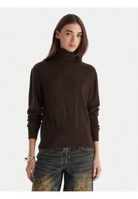 Patrizia Pepe Golf 2K0340 KM36 Brązowy Regular Fit. Typ kołnierza: golf. Kolor: brązowy. Materiał: wełna #1