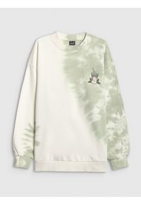 4f - 4F Bluza dresowa loose bez kaptura damska - zielona L. Okazja: do domu, na co dzień. Typ kołnierza: bez kaptura. Kolor: zielony. Materiał: dresówka. Wzór: nadruk. Styl: casual #1