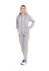 LEONE 1947 APPAREL - Luksusowy damski dres z kapturem i zamkiem błyskawicznym. Kolor: szary. Materiał: dresówka. Sport: fitness