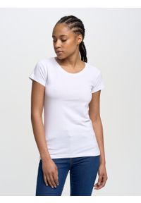 Big-Star - Koszulka damska z bawełny supima Supiclassica 101. Kolor: biały. Materiał: bawełna. Styl: klasyczny #2