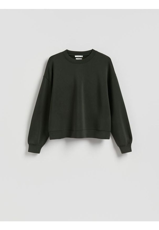 Reserved - Bluza z modalem - ciemnozielony. Kolor: zielony. Materiał: dzianina
