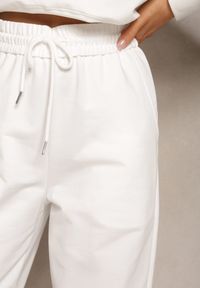 Renee - Białe Szerokie Spodnie Dresowe z Elastycznej Bawełny Niarti. Kolor: biały. Materiał: dresówka, bawełna