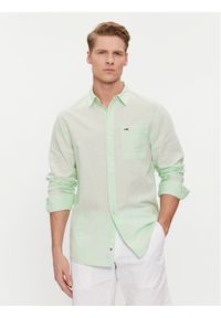 Tommy Jeans Koszula DM0DM18962 Zielony Regular Fit. Kolor: zielony. Materiał: bawełna, len