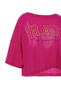 REDEMPTION ATHLETIX - Różowa koszulka z logo. Kolor: różowy, wielokolorowy, fioletowy. Materiał: bawełna. Styl: sportowy #2