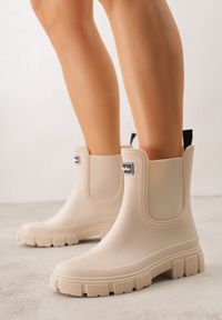 Born2be - Beżowe Kalosze o Fasonie Sztybletów z Antypoślizgową Podeszwą Uemaeno. Okazja: na co dzień. Kolor: beżowy. Materiał: jeans. Styl: casual, klasyczny #3