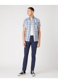 Wrangler - WRANGLER TEXAS SLIM MĘSKIE SPODNIE MATERIAŁOWE NAVY W12SWA114 112126532. Materiał: materiał #3