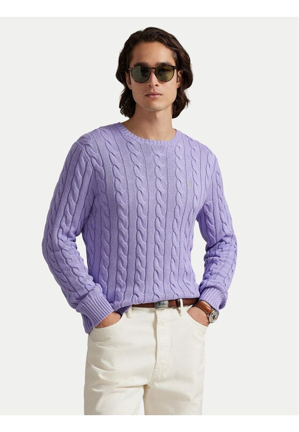 Polo Ralph Lauren Sweter 710775885531 Fioletowy jasny Regular Fit. Typ kołnierza: polo. Kolor: fioletowy. Materiał: bawełna