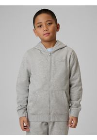 4f - 4F Bluza dresowa regular z kapturem chłopięca - szara 134 (8-9 lat). Okazja: na co dzień. Typ kołnierza: kaptur. Kolor: szary. Materiał: dresówka. Sezon: lato. Styl: casual #1