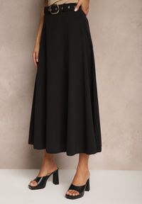 Renee - Czarna Spódnica o Rozkloszowanym Kroju Melobia. Okazja: na co dzień. Kolor: czarny. Wzór: aplikacja, gładki. Styl: elegancki, casual