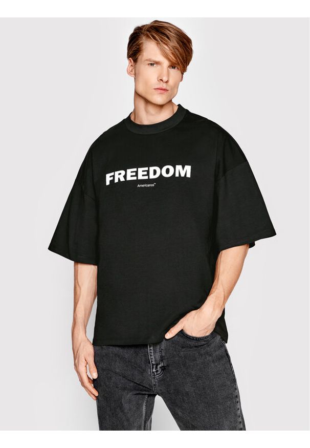 Americanos T-Shirt Unisex Brooklyn Heavy Czarny Oversize. Kolor: czarny. Materiał: bawełna