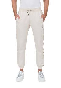Guess - GUESS Beżowe męskie spodnie Mickey Cuff Pant, Rozmiar S. Kolor: beżowy