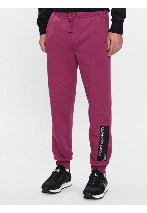 Calvin Klein Jeans Spodnie dresowe J30J324053 Fioletowy Regular Fit. Kolor: fioletowy. Materiał: bawełna, syntetyk