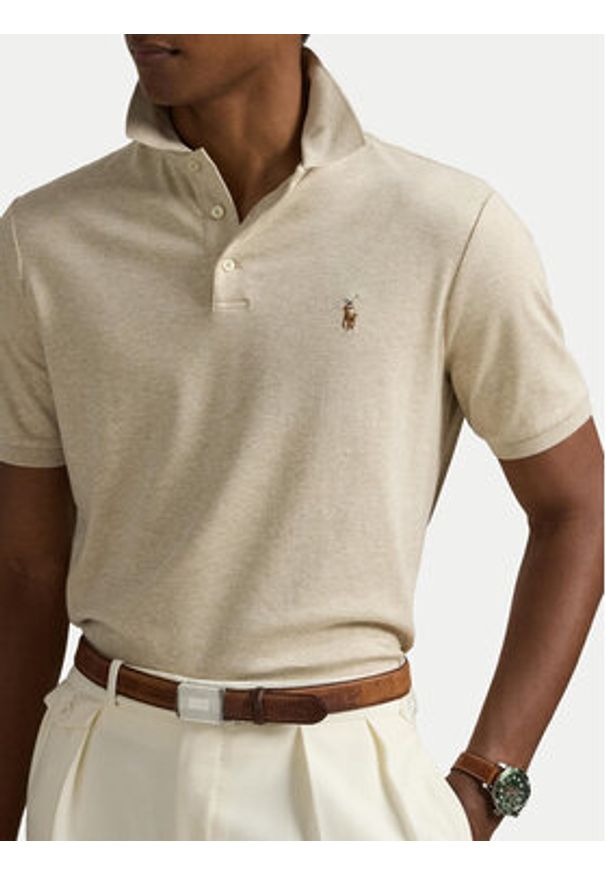 Polo Ralph Lauren Polo 710704319080 Beżowy Slim Fit. Typ kołnierza: polo. Kolor: beżowy. Materiał: bawełna