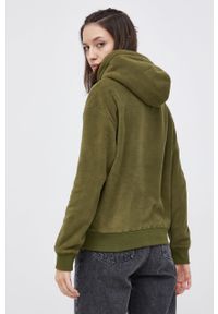 Tommy Jeans Bluza DW0DW11043.4890 damska kolor zielony z kapturem gładka. Okazja: na co dzień. Typ kołnierza: kaptur. Kolor: zielony. Materiał: poliester. Długość rękawa: długi rękaw. Długość: długie. Wzór: gładki. Styl: casual #4