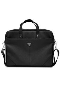 Guess Saffiano Triangle Logo Computer Bag 16” czarny. Kolor: czarny. Materiał: materiał, skóra ekologiczna. Wzór: aplikacja #1