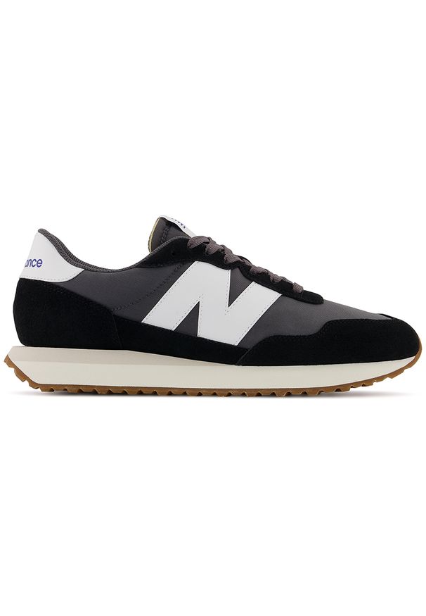 Buty New Balance MS237GA – czarne. Okazja: na co dzień. Kolor: czarny. Materiał: zamsz, skóra, materiał, guma. Szerokość cholewki: normalna