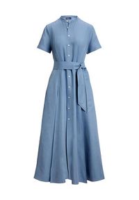 Polo Ralph Lauren Sukienka koszulowa 211972054001 Błękitny Regular Fit. Typ kołnierza: polo. Kolor: niebieski. Materiał: len. Typ sukienki: koszulowe #4