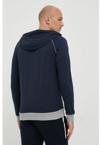 BOSS bluza 50469540 męska kolor granatowy z kapturem gładka. Typ kołnierza: kaptur. Kolor: niebieski. Długość rękawa: raglanowy rękaw. Wzór: gładki #2