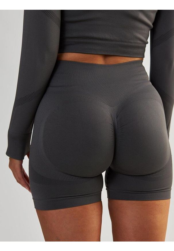 BESHAPED - Szorty fitness damskie Beshaped Power Up! Modelujące. Kolor: szary. Materiał: nylon. Sport: fitness