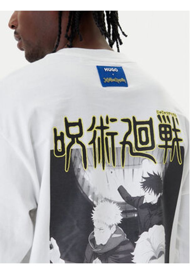 Hugo - HUGO Longsleeve Nichaboso JJK 50554835 Biały Relaxed Fit. Kolor: biały. Materiał: bawełna. Długość rękawa: długi rękaw