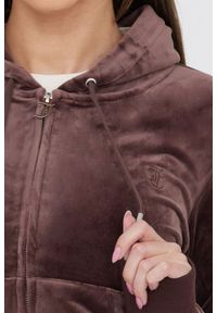 Juicy Couture - JUICY COUTURE Brązowa bluza damska rozpinana z weluru, Rozmiar M. Kolor: brązowy. Materiał: welur