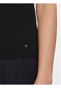 TOMMY HILFIGER - Tommy Hilfiger Top WW0WW41027 Czarny Slim Fit. Kolor: czarny. Materiał: wiskoza